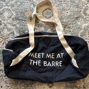 Meet me at the barre Canvas Tote Bag dark denim color. Missing side zip tab (pic